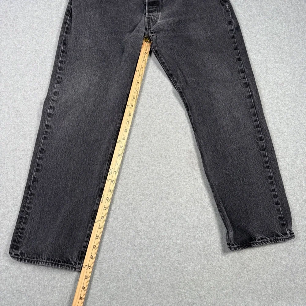 Levis 501 Mens Original Fit Straight Leg Button Fly Black Denim Jeans 38x30